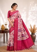Linen saree - Warli Art Printed