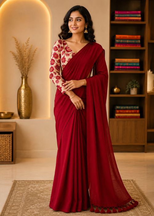 Pure Cotton Saree - 1 with Kalamkari Blouse
