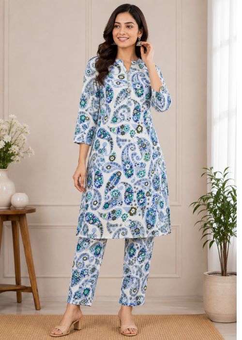 Floral Paisley Print Cotton Kurti