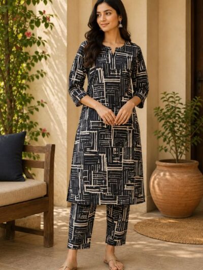 Abstract Geometric Print Kurti