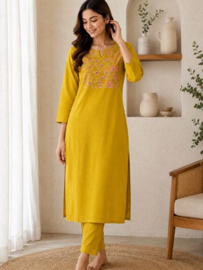 Sunshine Bloom Embroidered Kurta
