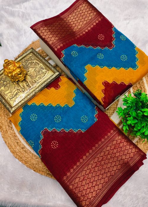 Linen saree - Ikat Printed Saree - Image 6