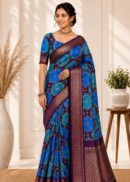 Linen Saree - Circular Motif Printed Saree