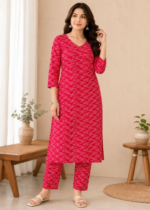 Ruby Chevron Printed Kurta