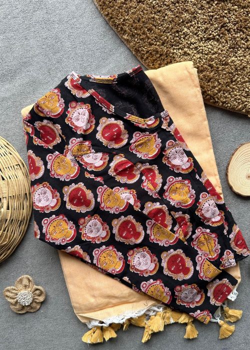 Pure Cotton Saree - 4 with Kalamkari Blouse - Image 2