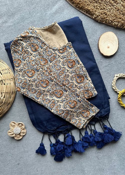Pure Cotton Saree - 4 with Kalamkari Blouse - Image 5