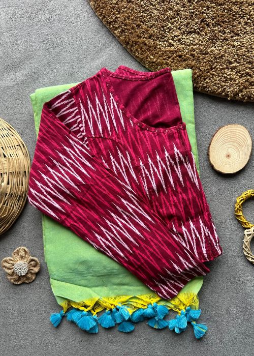 Pure Cotton Saree - 3 with Kalamkari Saree - Image 8