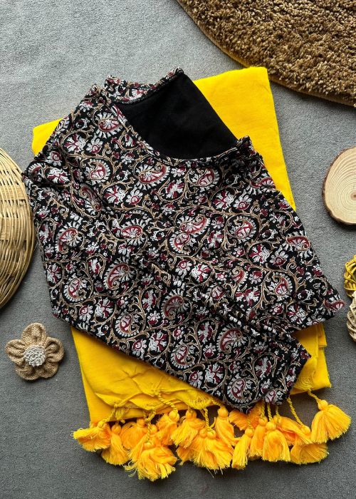 Pure Cotton Saree - 3 with Kalamkari Saree - Image 12