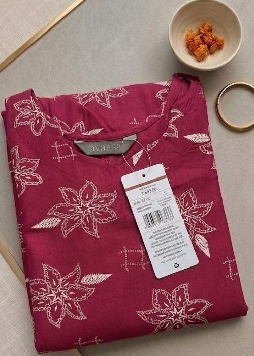 Floral Print Straight Kurta - Image 2