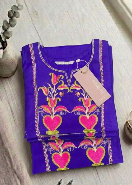 Royal Violet Embroidered Kurta - Image 2