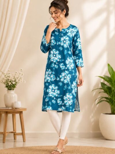 Blooming Flower Print Kurtha