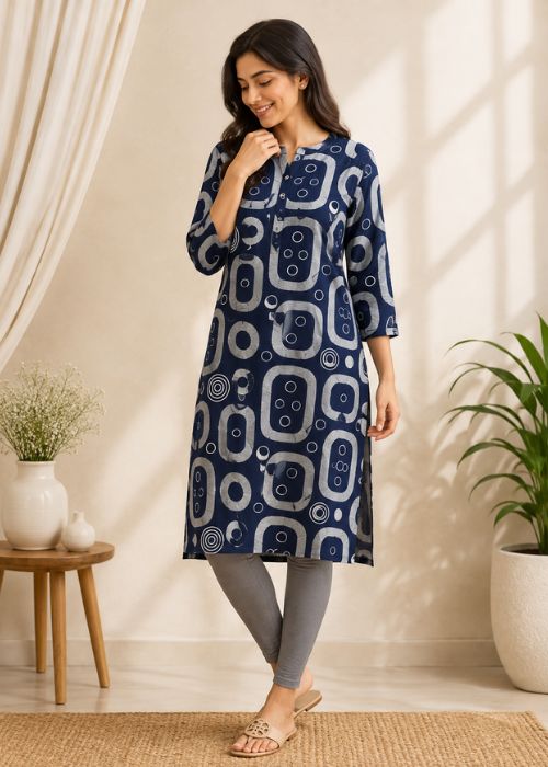 Minimal Ethnic Print Kurtha