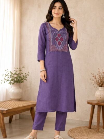 Lavender Grace Embroidered Kurta