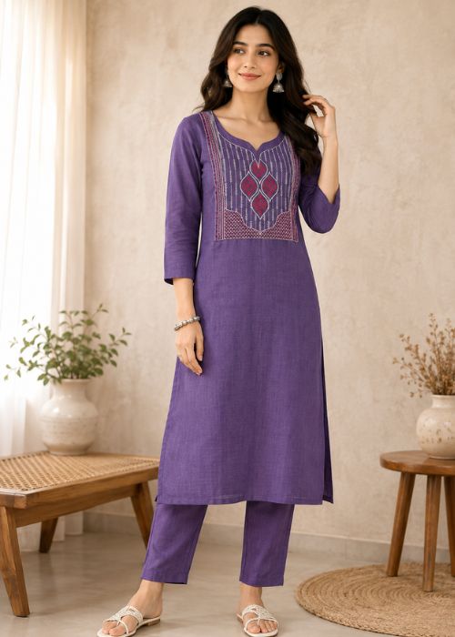 Lavender Grace Embroidered Kurta