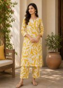 Tropical Leaf Print Kurti